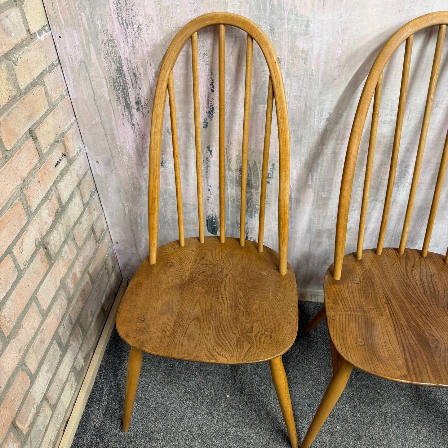 4 Ercol Quaker Dining Chairs Blue Label Mid Century