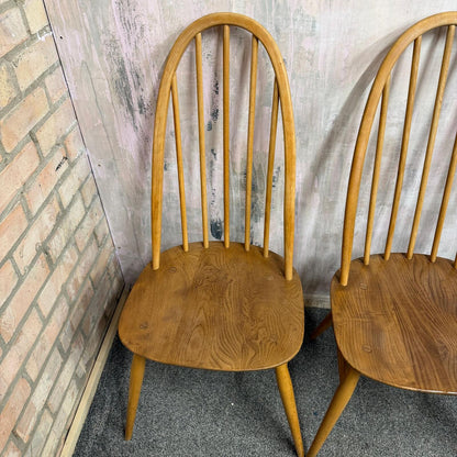 4 Ercol Quaker Dining Chairs Blue Label Mid Century