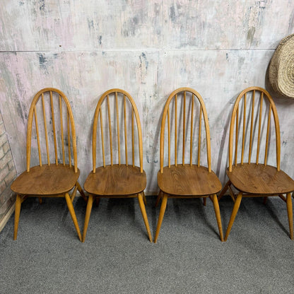 4 Ercol Quaker Dining Chairs Blue Label Mid Century