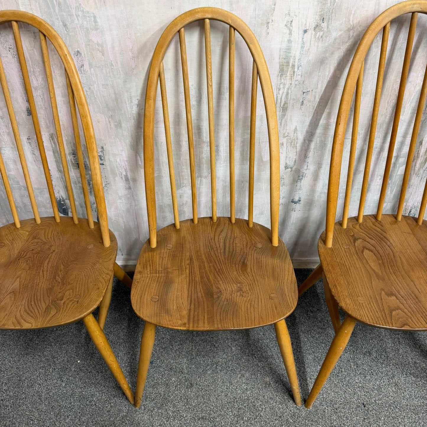 4 Ercol Quaker Dining Chairs Blue Label Mid Century