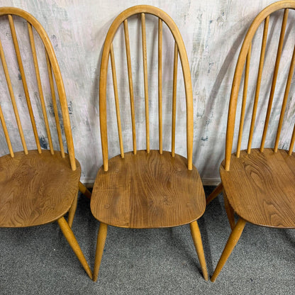 4 Ercol Quaker Dining Chairs Blue Label Mid Century
