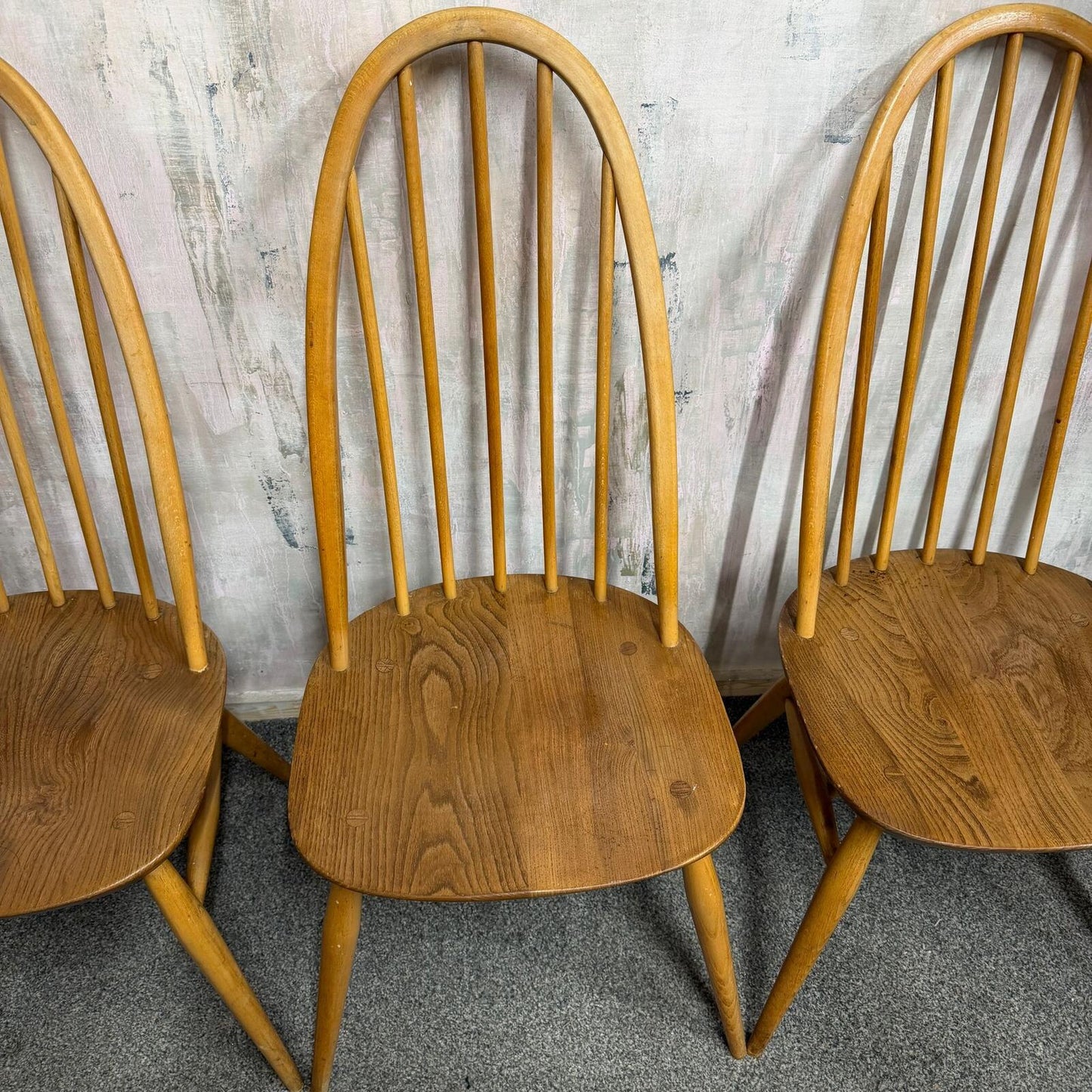 4 Ercol Quaker Dining Chairs Blue Label Mid Century
