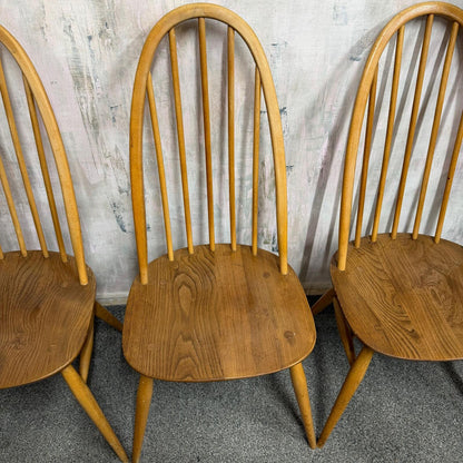 4 Ercol Quaker Dining Chairs Blue Label Mid Century