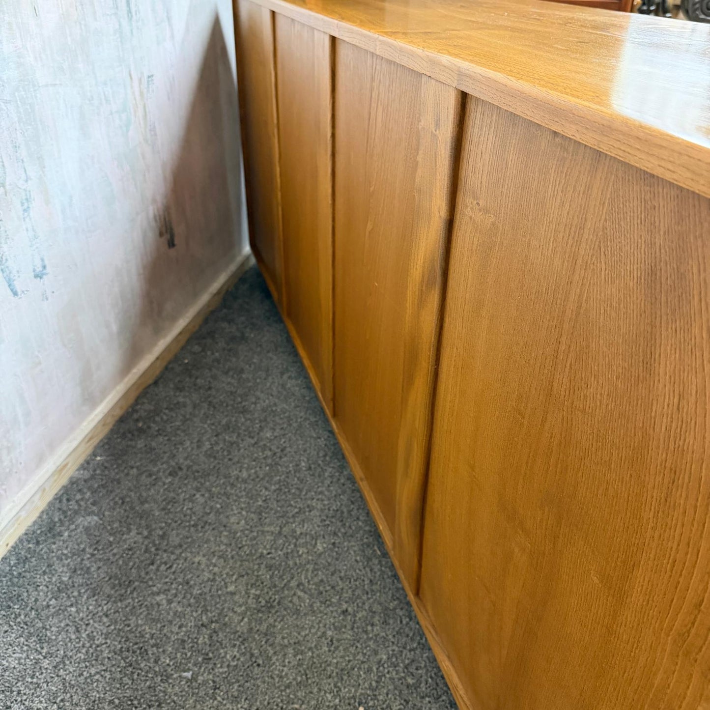 Vintage MCM Ercol Elm Windsor Sideboard 1960s 2 Cupboards Drawers on Castors