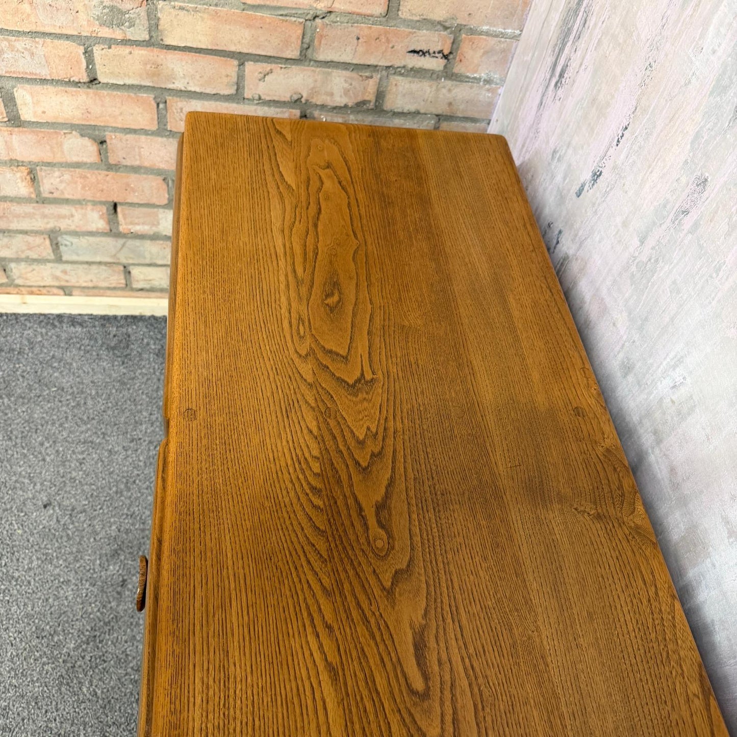 Vintage MCM Ercol Elm Windsor Sideboard 1960s 2 Cupboards Drawers on Castors