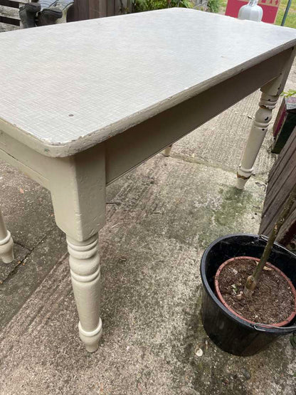 Vintage Melamine Topped Painted Kitchen Table Shabby Chic with Drawer