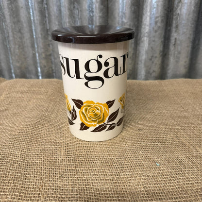 Vintage Crown Devon Sugar Storage Jar Mid Century VGC Rose Design Kitchenalia