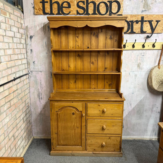 Rustic Farmhouse Pine Double Dresser Cupboard Drawers Dresser Top Plate Rack