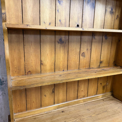 Rustic Farmhouse Pine Double Dresser Cupboard Drawers Dresser Top Plate Rack
