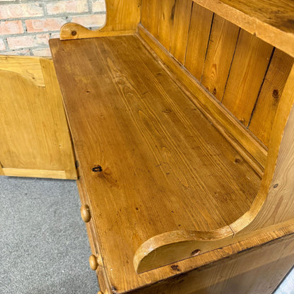 Rustic Farmhouse Pine Double Dresser Cupboard Drawers Dresser Top Plate Rack