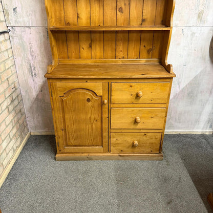 Rustic Farmhouse Pine Double Dresser Cupboard Drawers Dresser Top Plate Rack