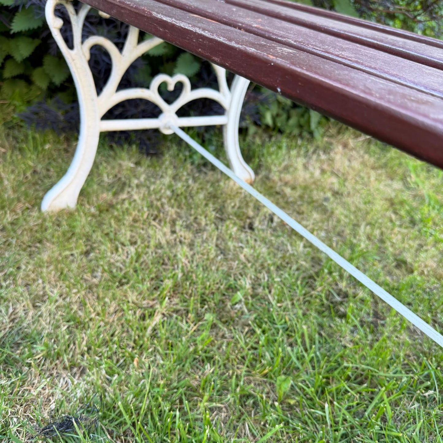 Vintage Wooden Slatted Garden Bench Metal Ends Matching Table/Bench Garden Patio