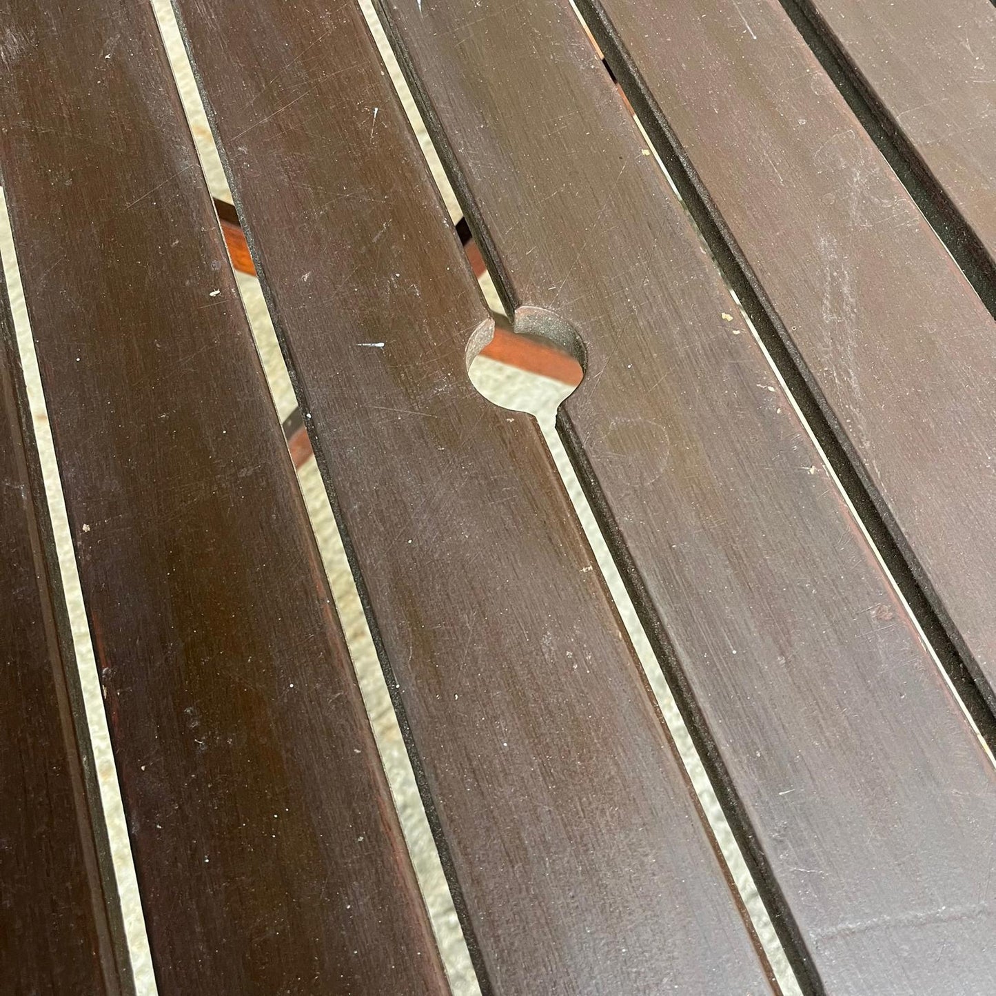 Hardwood Circular Wooden Folding Garden Table Stained Brown Seats 4