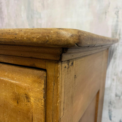 Antique Heavy Pine 3 Drawer Cabinet Brass Cup Handles Bedside Office Drawers