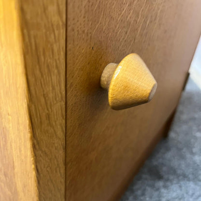 Mid Century Teak Bedside Cabinet from Herbert E Gibbs Shelf over Single Cupboard