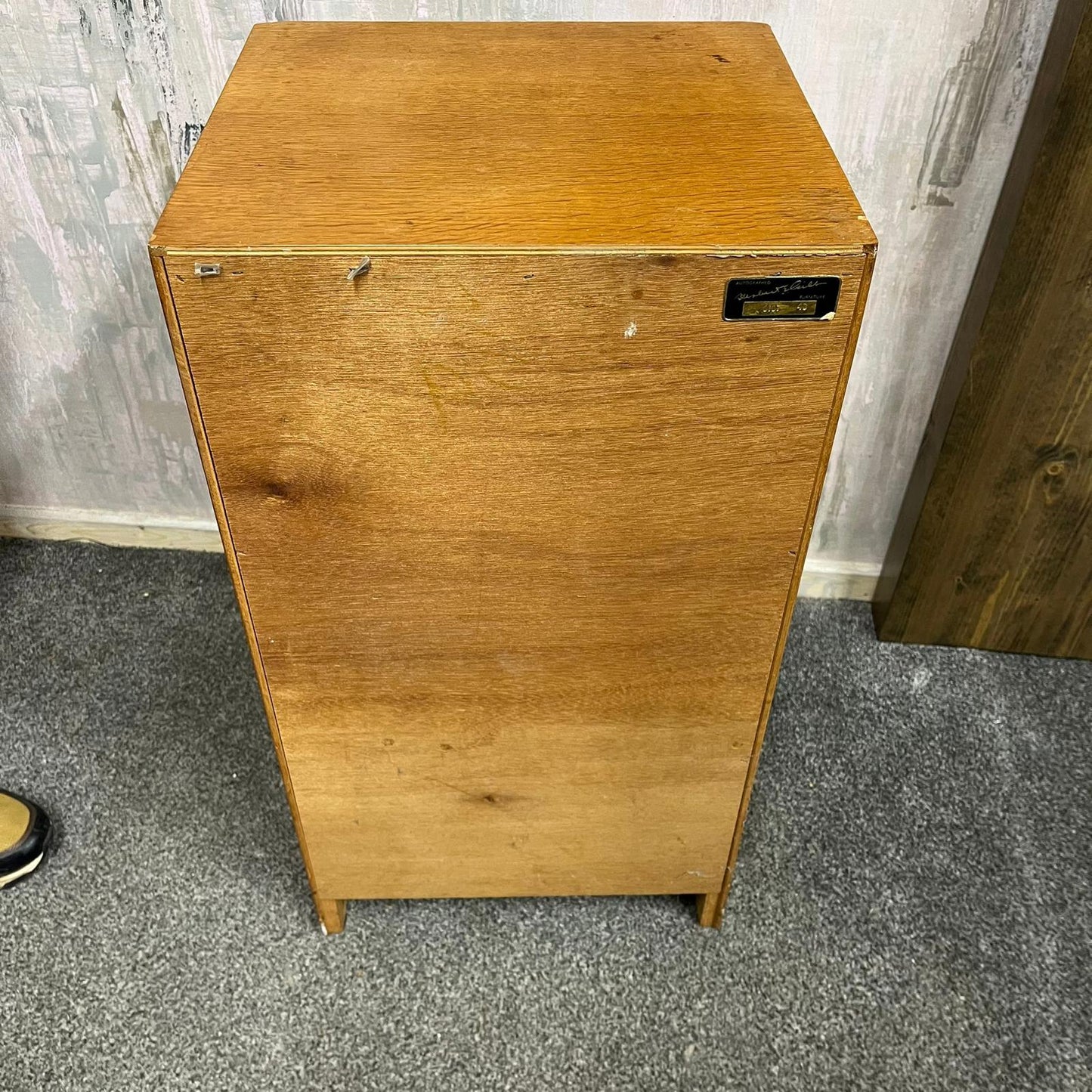 Mid Century Teak Bedside Cabinet from Herbert E Gibbs Shelf over Single Cupboard