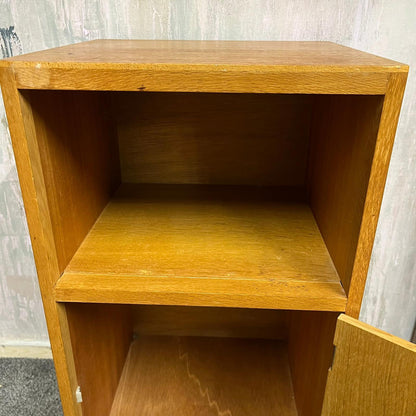 Mid Century Teak Bedside Cabinet from Herbert E Gibbs Shelf over Single Cupboard