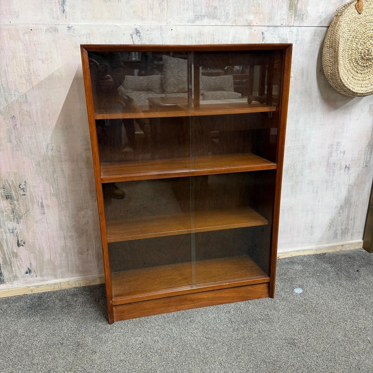 Herbert E Gibbs Autograph Range Mid Century Glazed Bookcase Sliding Doors 1960s