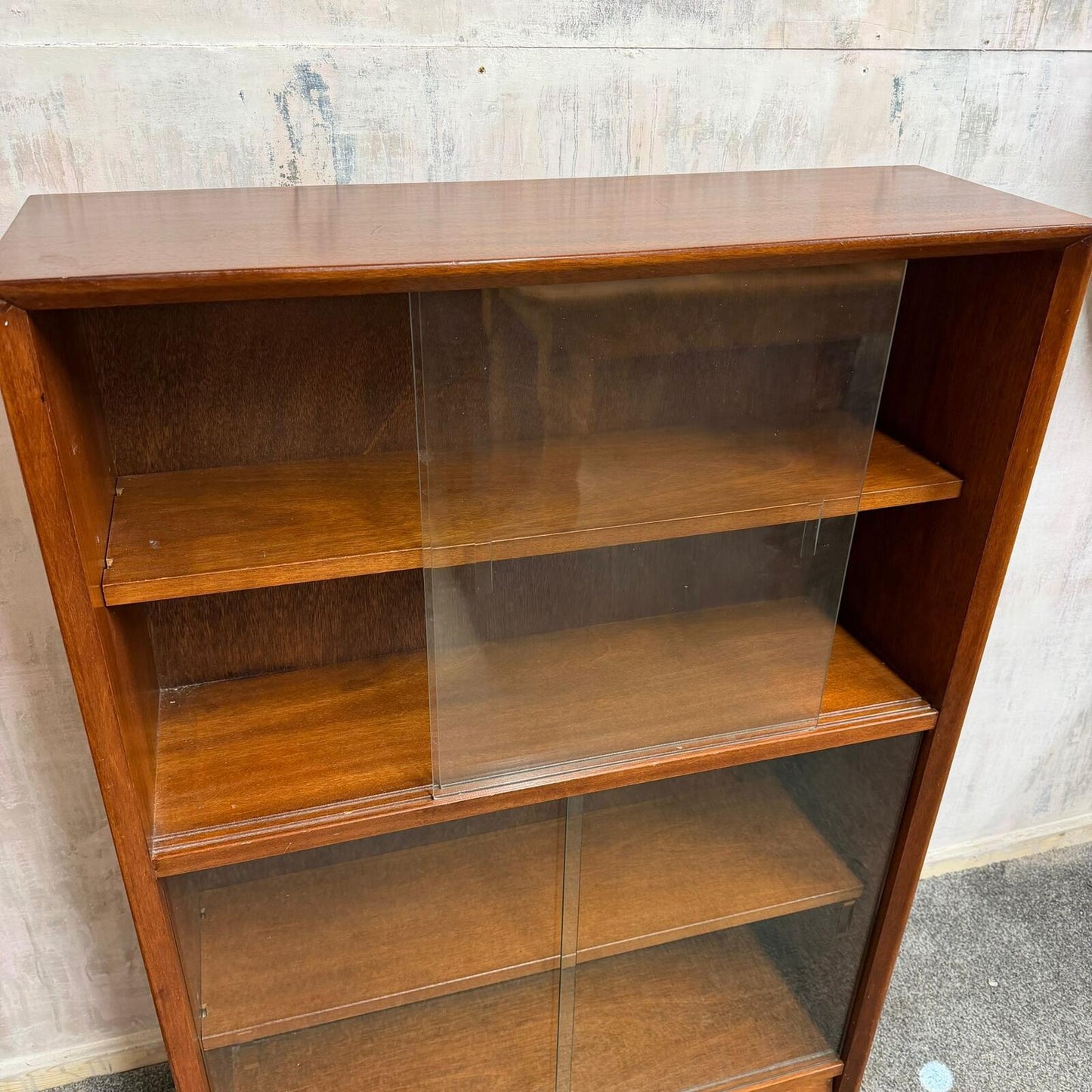 Herbert E Gibbs Autograph Range Mid Century Glazed Bookcase Sliding Doors 1960s