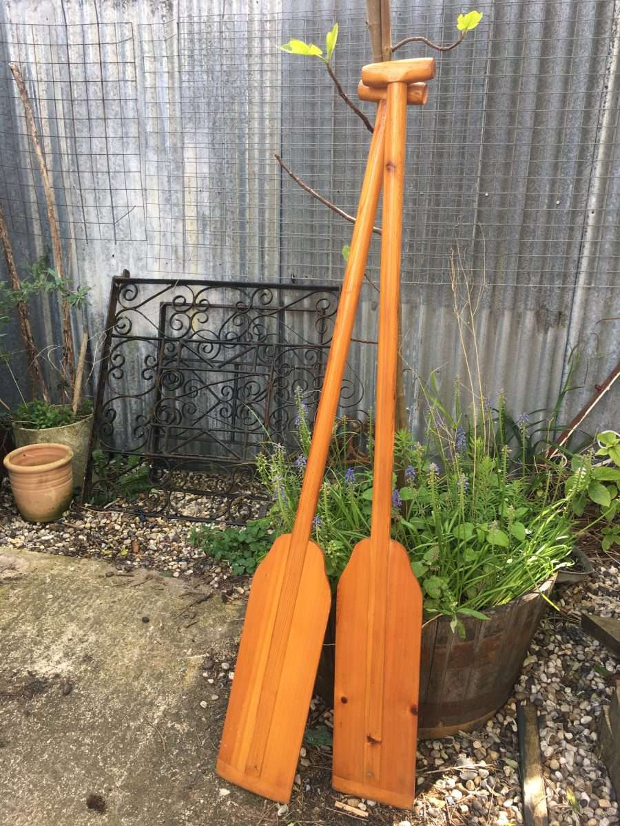 Pair of wooden oars