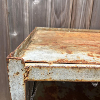 Industrial Salvage Metal Wheeled 5 Shelf Stacking Unit On Castors Great Patina
