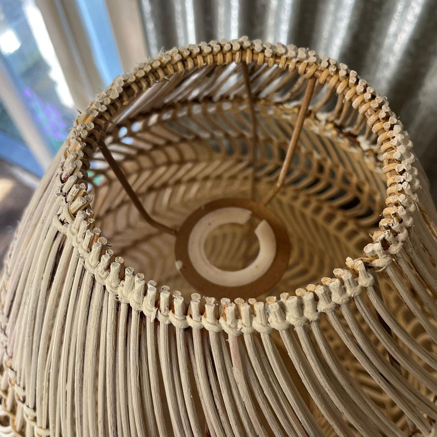 Large Basket Style Lampshade White & Natural