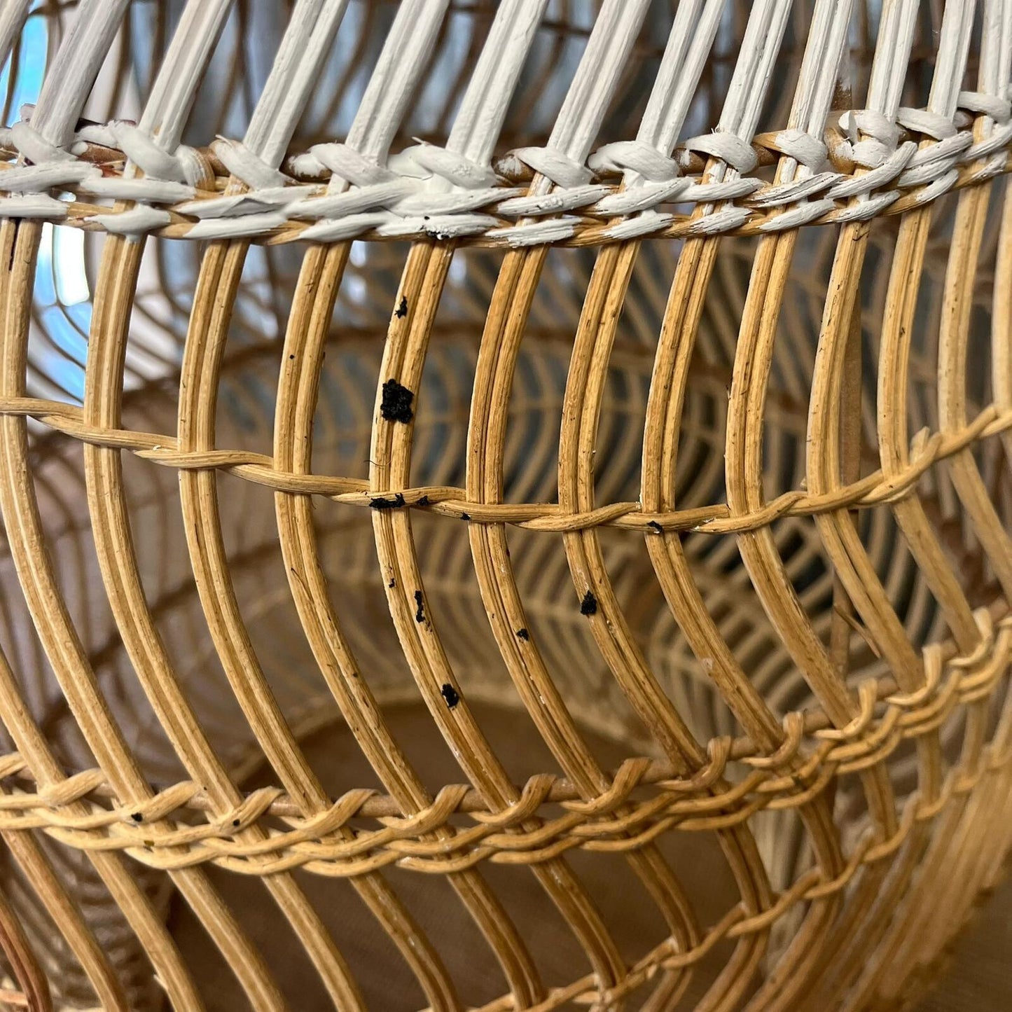 Large Basket Style Lampshade White & Natural