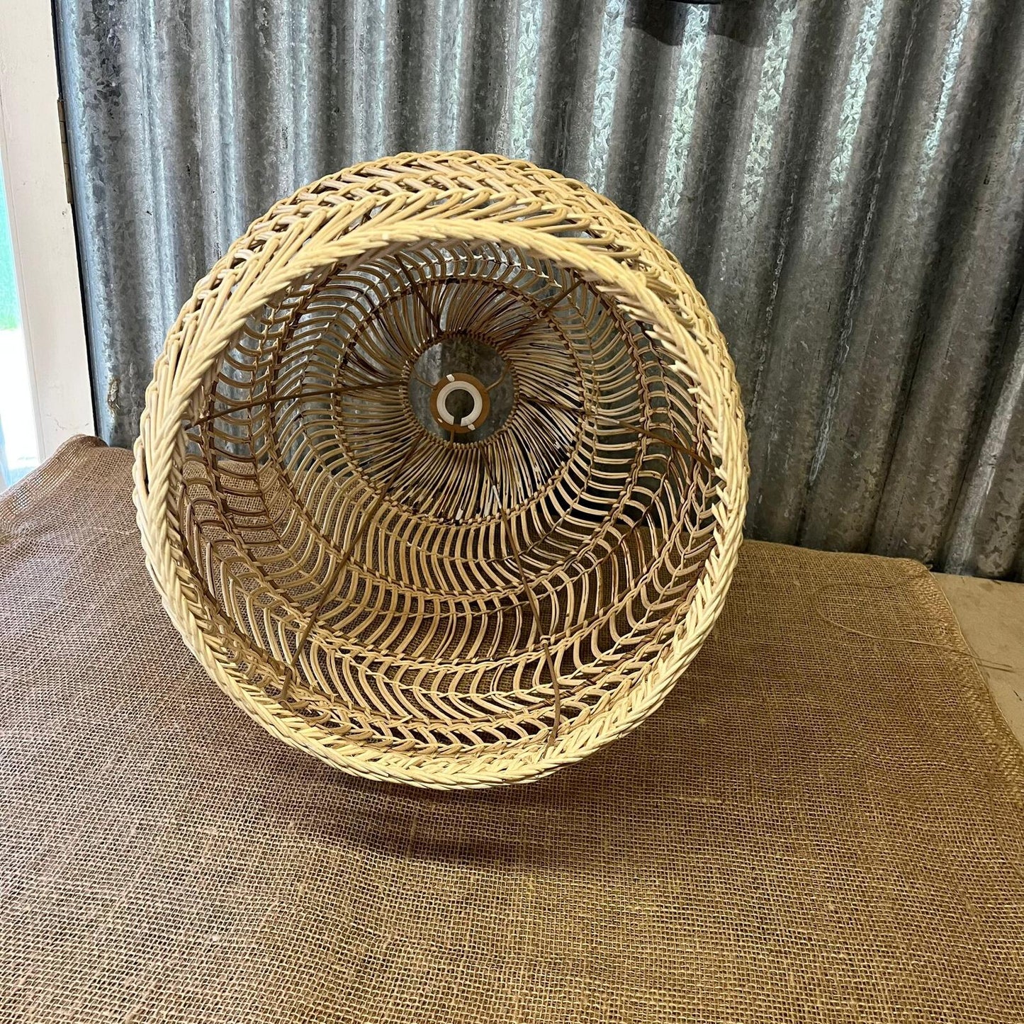 Large Basket Style Lampshade White & Natural