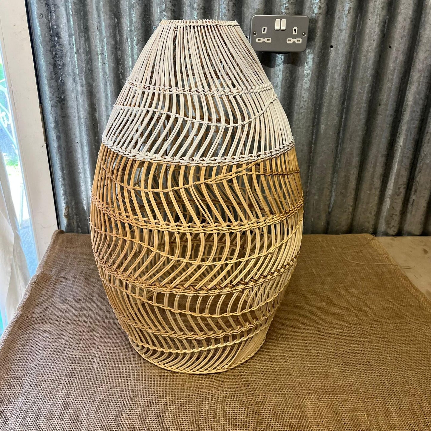 Large Basket Style Lampshade White & Natural