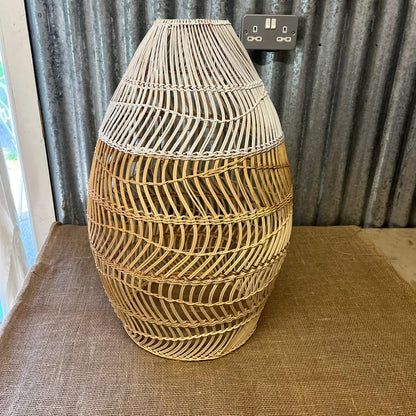 Large Basket Style Lampshade White & Natural