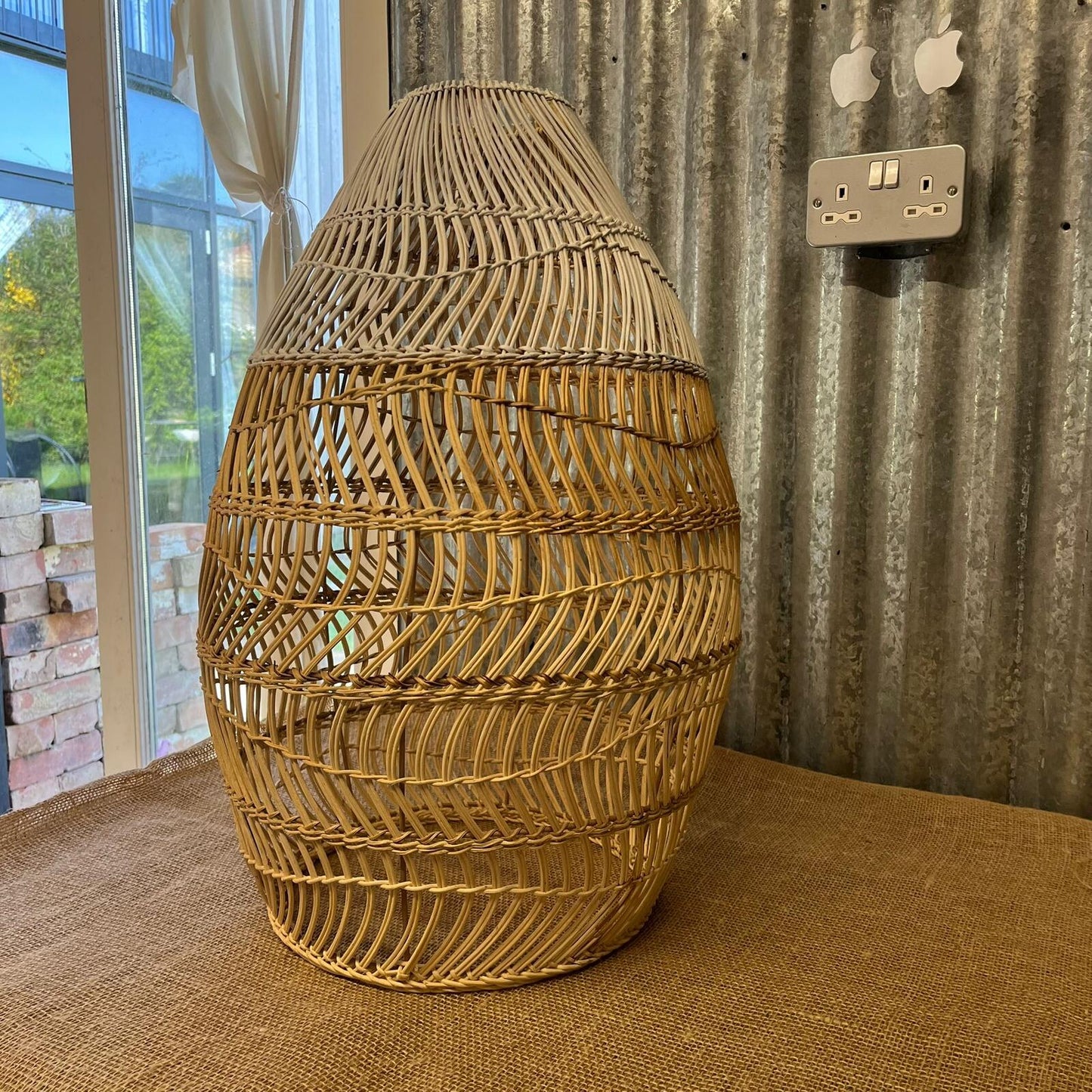 Large Basket Style Lampshade White & Natural