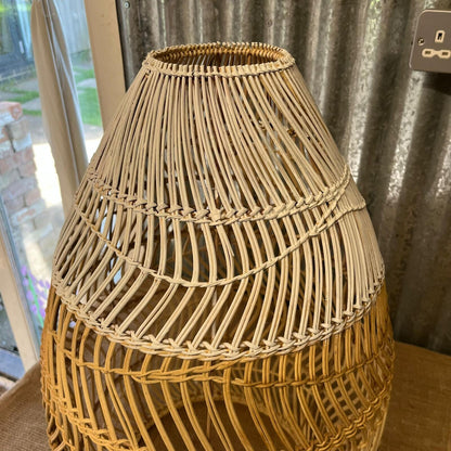 Large Basket Style Lampshade White & Natural