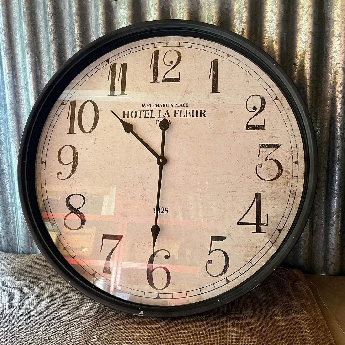 Vintage French Style Wall Clock Metal Surround Tested And Working