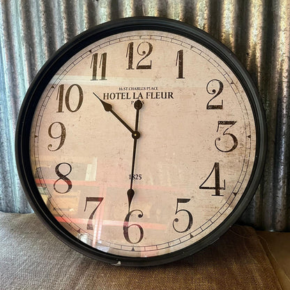 Vintage French Style Wall Clock Metal Surround Tested And Working