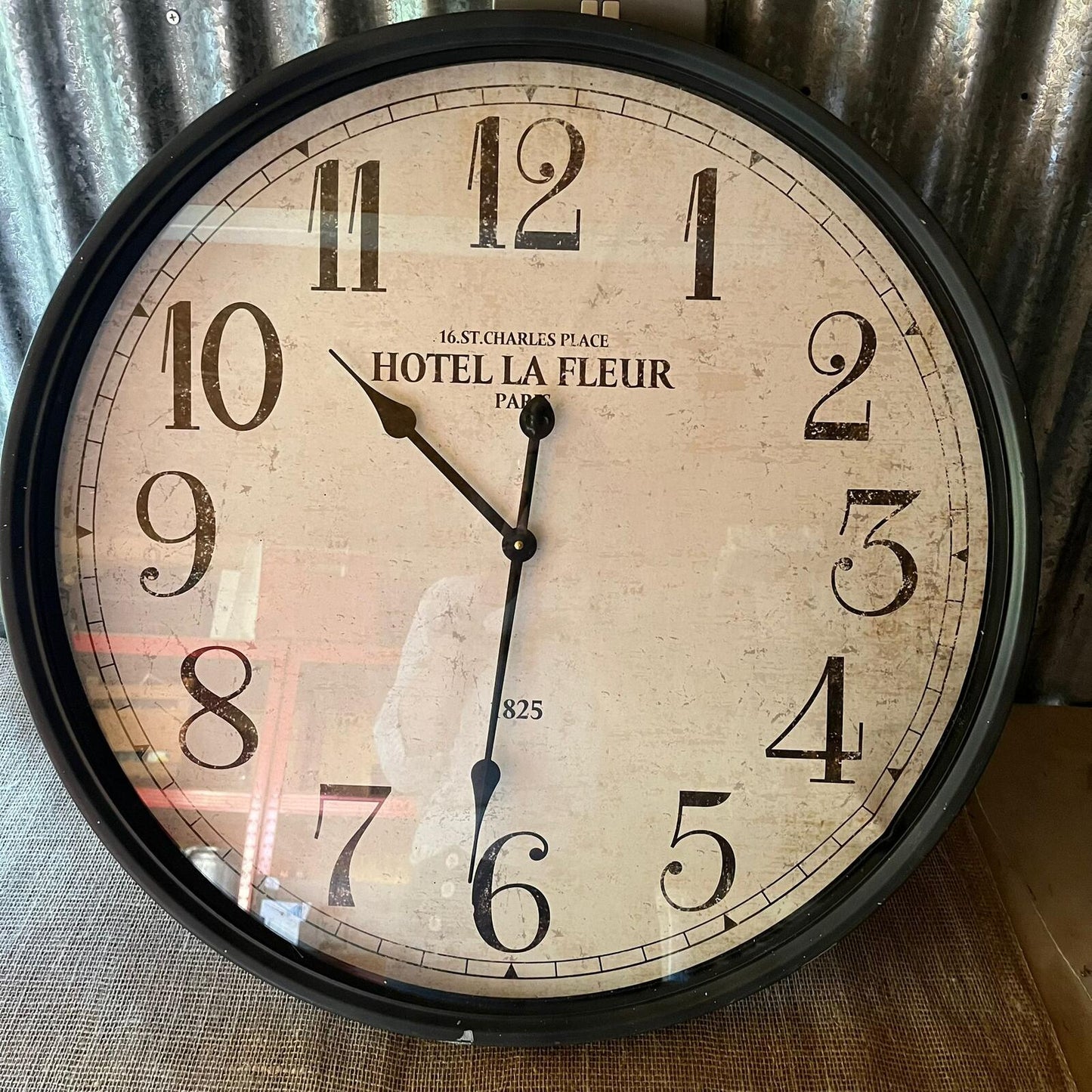 Vintage French Style Wall Clock Metal Surround Tested And Working