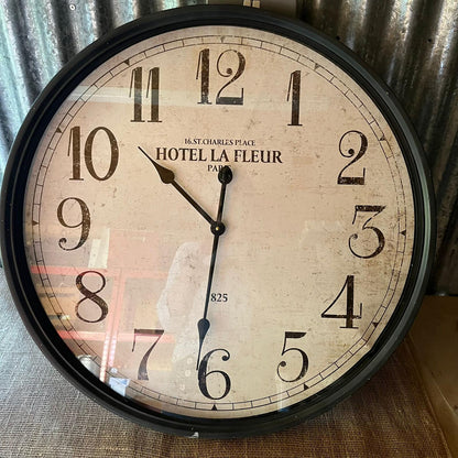 Vintage French Style Wall Clock Metal Surround Tested And Working