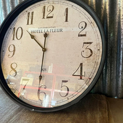 Vintage French Style Wall Clock Metal Surround Tested And Working