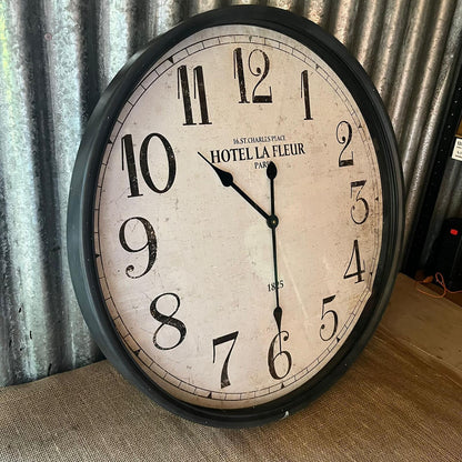 Vintage French Style Wall Clock Metal Surround Tested And Working