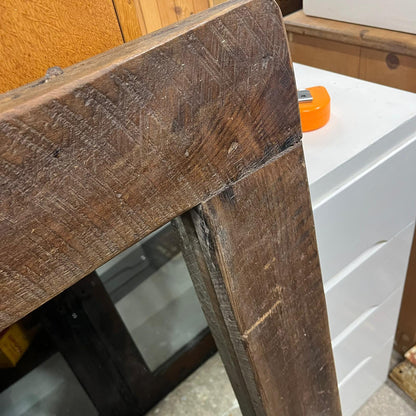 Large Rustic Dark Wooden Framed Rectangular Wall Hanging Mirror