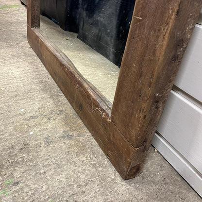 Large Rustic Dark Wooden Framed Rectangular Wall Hanging Mirror