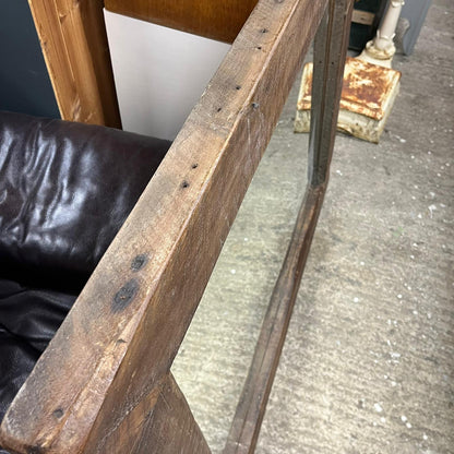 Large Rustic Dark Wooden Framed Rectangular Wall Hanging Mirror
