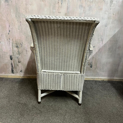Vintage Lloyd Loom Style High Backed Armchair Brass Feet Retro Mid Century