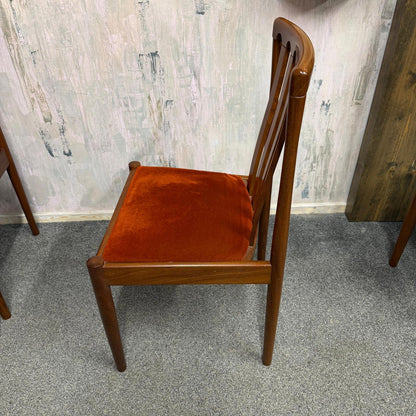 6x Meredew Mid Century Teak Dining Chairs Upholstered Seats 2x Carvers 4x Chairs