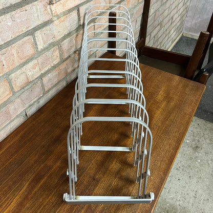 Rare Mid Century Aluminium Concertina Extendable Magazine Rack Book Holder 1960s