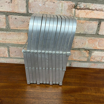 Rare Mid Century Aluminium Concertina Extendable Magazine Rack Book Holder 1960s