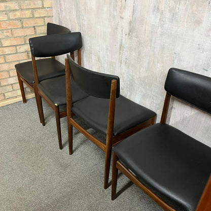 4x Danish Mid Century 1960s Dining Chairs Teak Upholstered Faux Leather