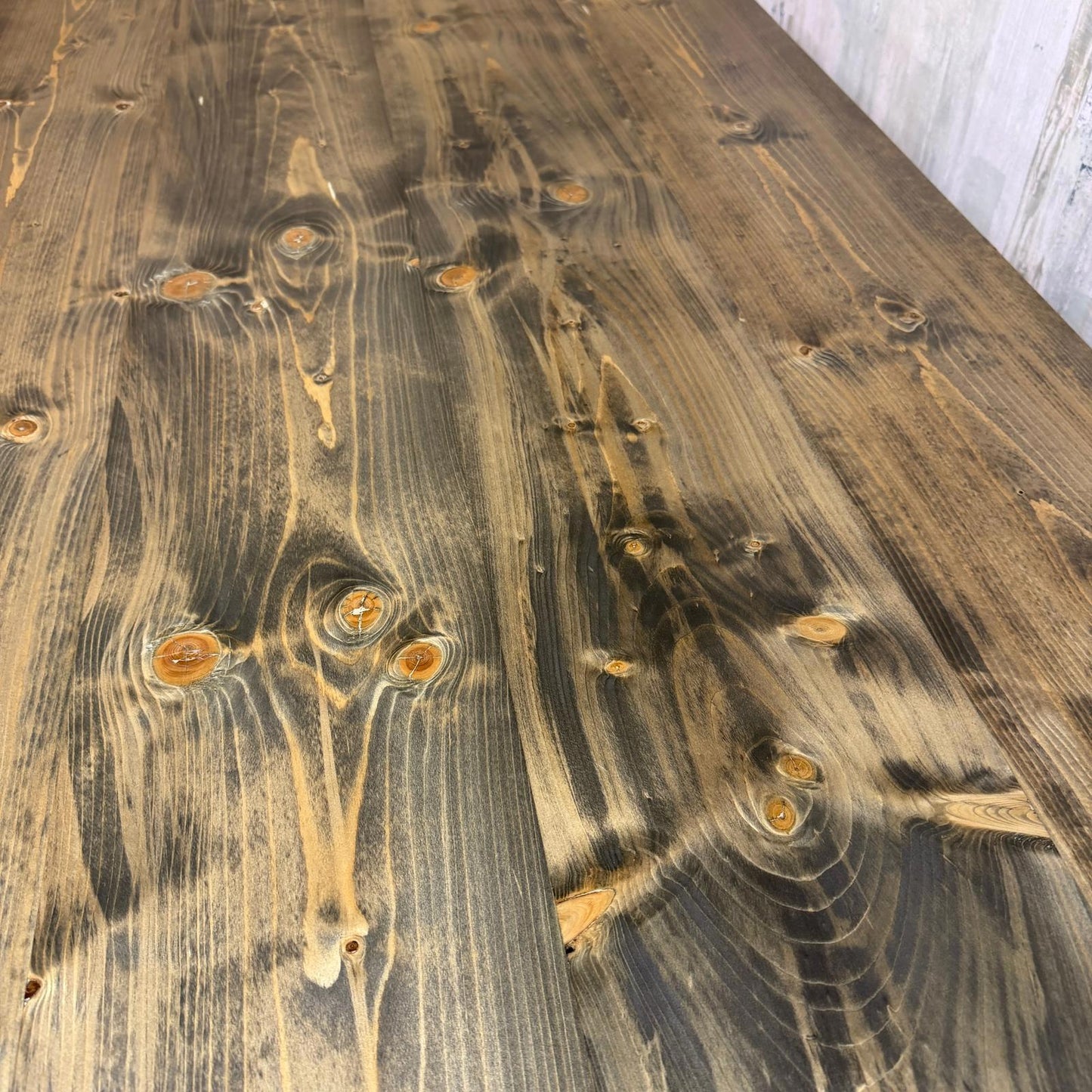 Modern Solid Wood Dining Table Industrial Trapezium Legs Seats 6 Warehouse Loft