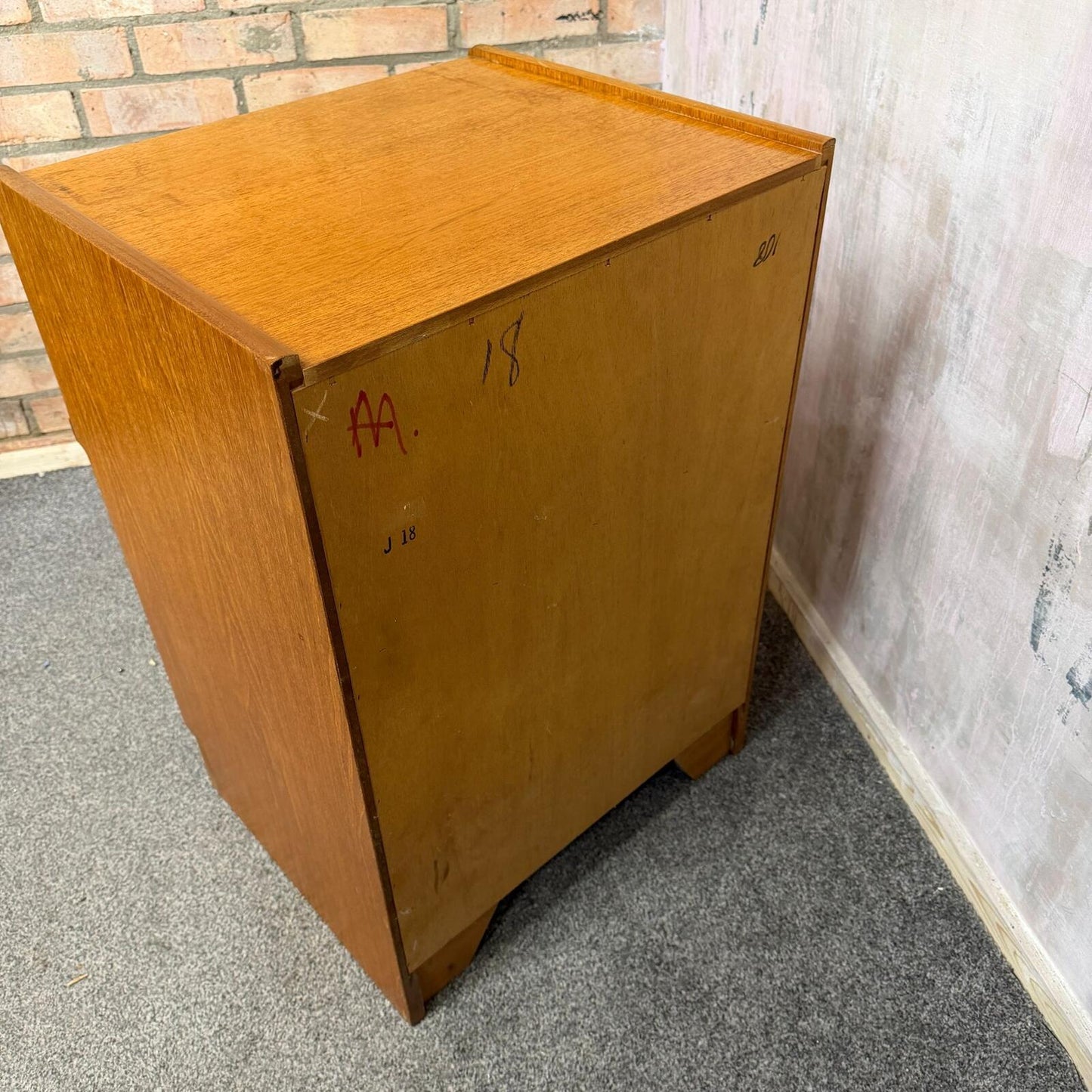 Vintage Mid Century Nathan Squares Cabinet Nightstand Drawer Single Cupboard