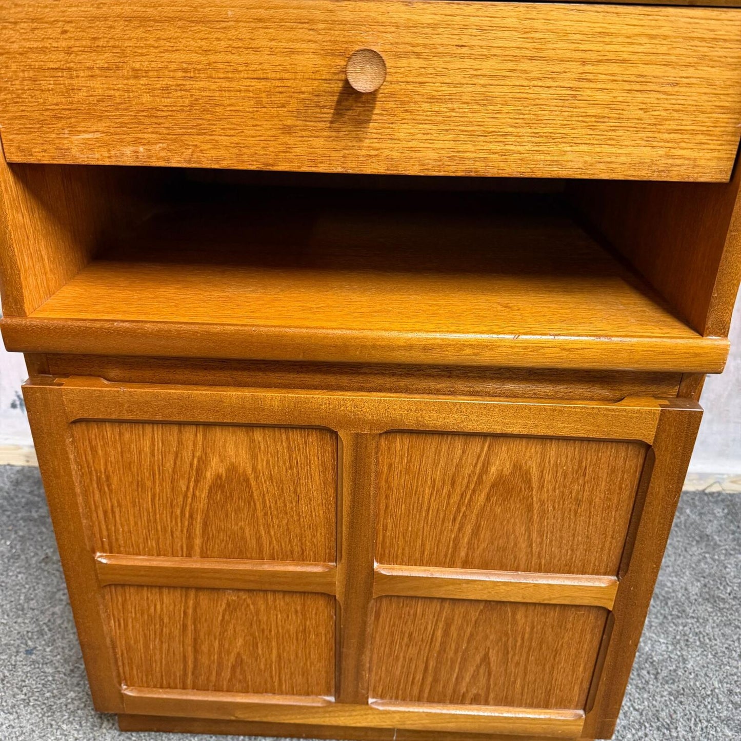 Vintage Mid Century Nathan Squares Cabinet Nightstand Drawer Single Cupboard