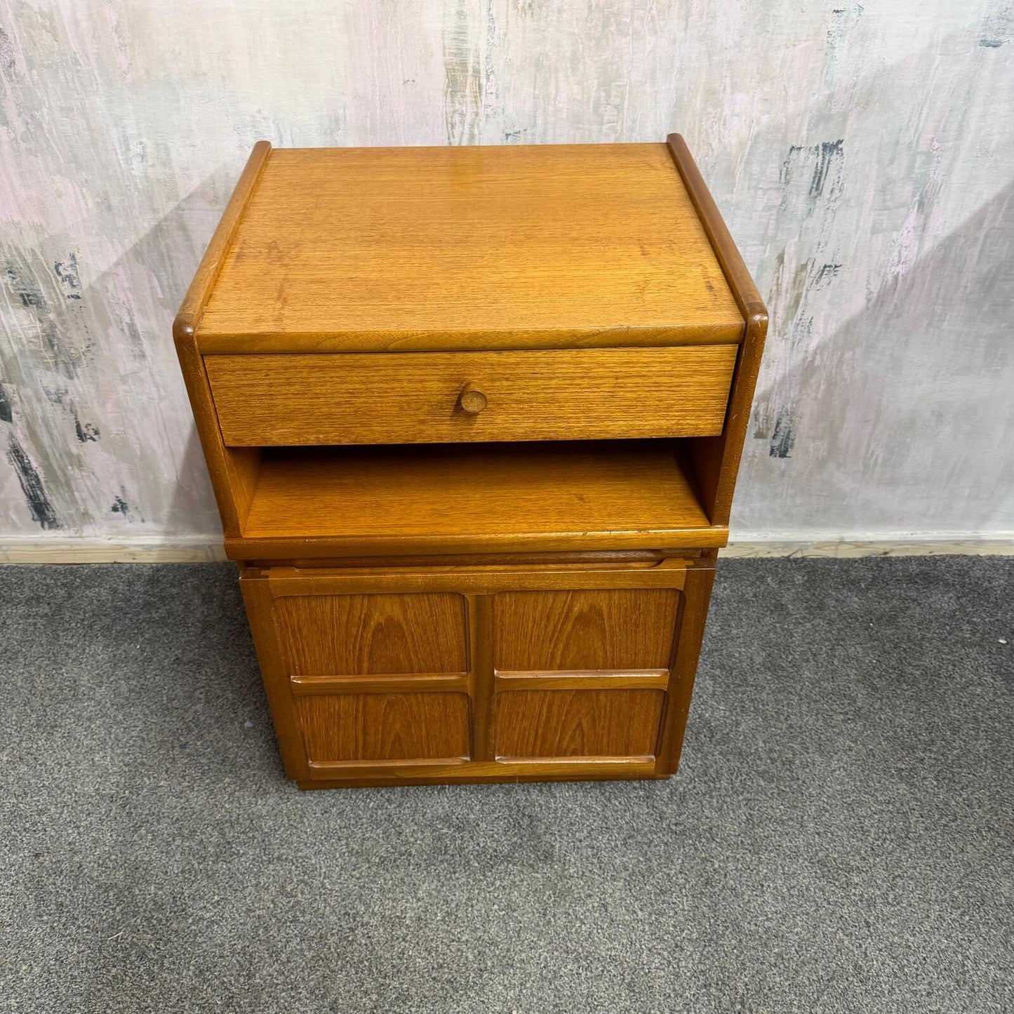 Vintage Mid Century Nathan Squares Cabinet Nightstand Drawer Single Cupboard